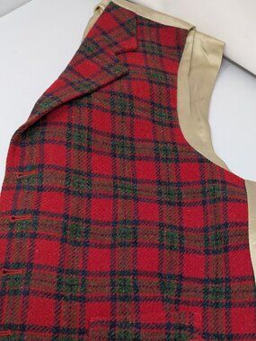 Vintage Ben Silver red/green tartan waistcoat wool EUC 42 - Gorgeous Classic